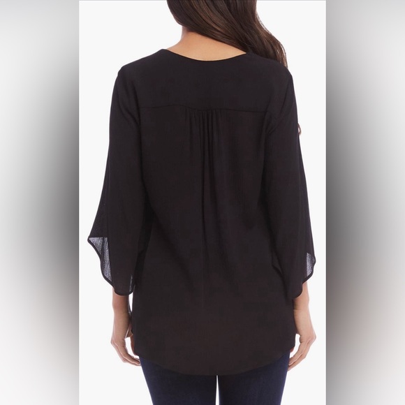 NWT! Karen Kane Black Long Sleeved Asymmetric Top Tunic Blouse in Women’s Medium - Picture 2 of 7